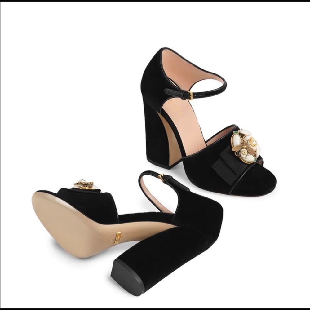 Gucci Heels w/ Grosgrain Bow and Pearls